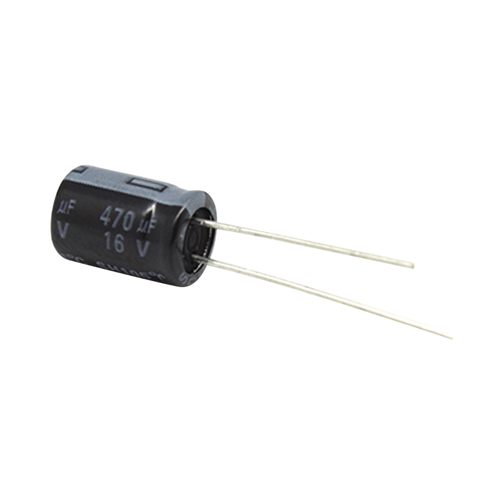 Capacitor Electrolítico de Aluminio, 470 µFd, 16 Vcd,  8 x 11 mm, 105 °C.