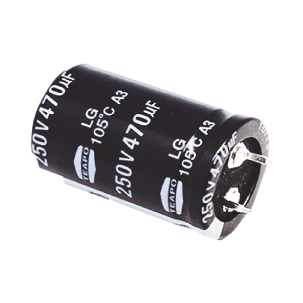 Condensador Electrolítico de Aluminio de 470 µfd, 250 V., 105 °C