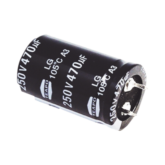 Condensador Electrolítico de Aluminio de 470 µfd, 250 V., 105 °C