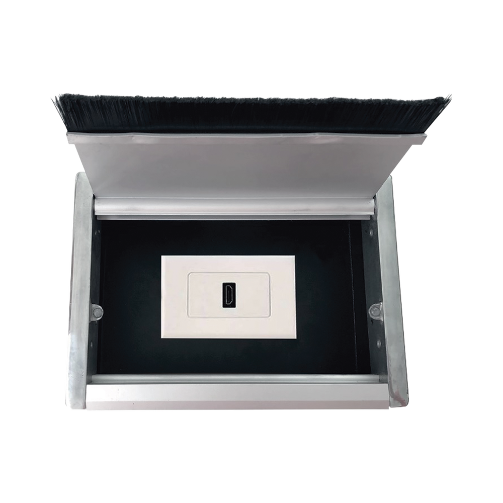 Caja universal vacía de 1 módulo para instalación en escritorio (voz, datos, vídeo, contactos eléctricos), (No incluye accesorios)