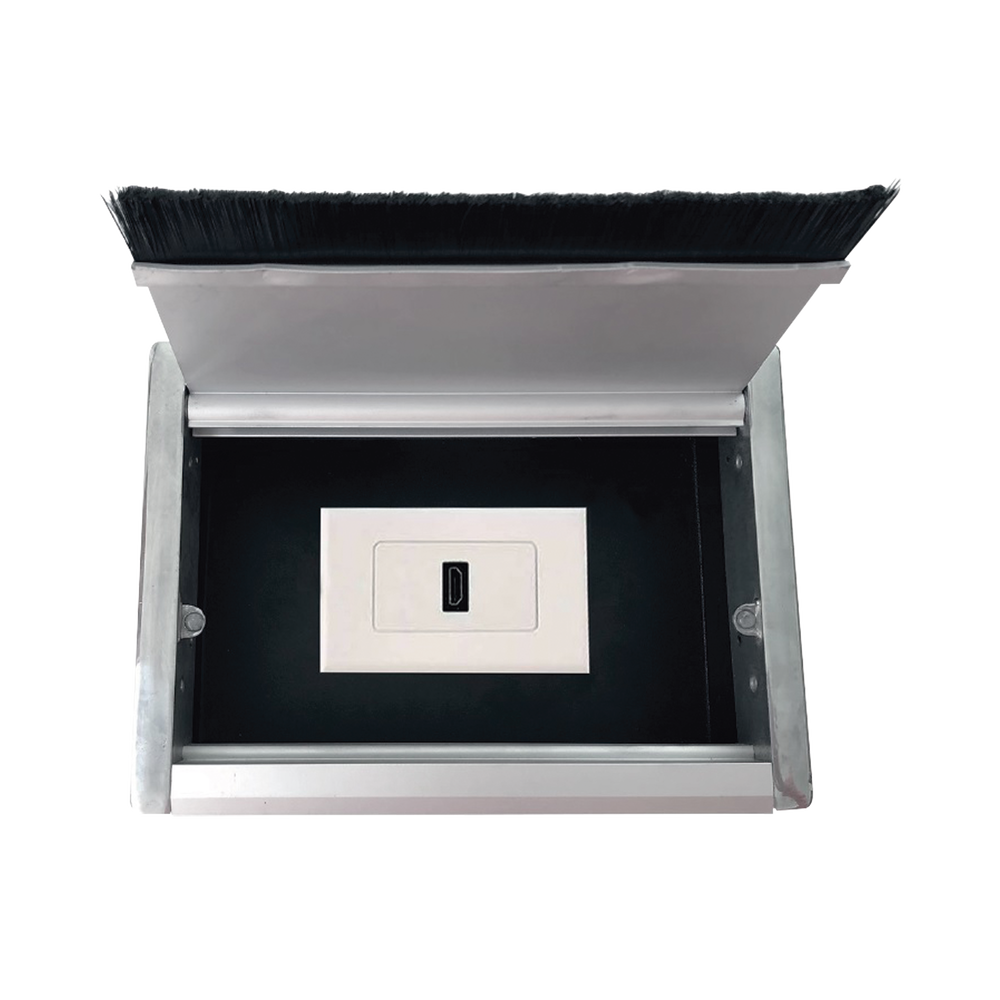 Caja universal vacía de 1 módulo para instalación en escritorio (voz, datos, vídeo, contactos eléctricos), (No incluye accesorios)