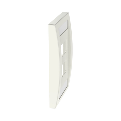 Placa de Pared Vertical Ejecutiva, Salida Para 4 Puertos Mini-Com, Con Espacios Para Etiquetas, Color Blanco Mate