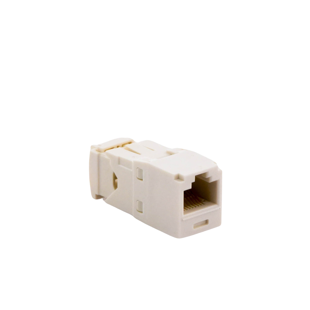 Conector Jack RJ45 Estilo TG, Mini-Com, Categoría 6, de 8 posiciones y 8 cables, Color Blanco Mate
