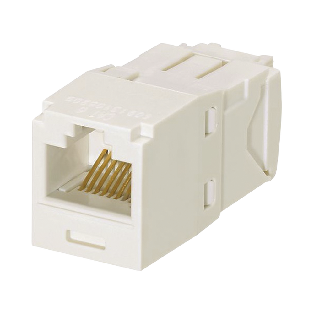 Conector Jack RJ45 Estilo TG, Mini-Com, Categoría 6, de 8 posiciones y 8 cables, Color Blanco Mate