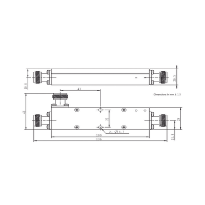 Acoplador direccional 5dB 694-2700 50W tipo N