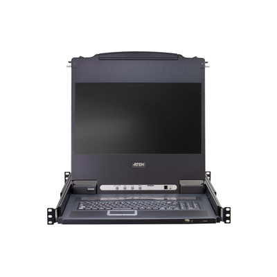 Consola LCD single rail con switch KVM integrado VGA PS/2-USB de 8 puertos