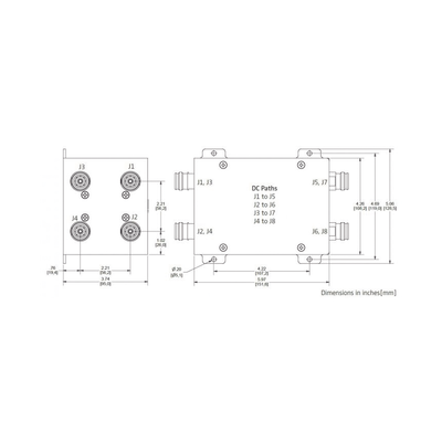 Combinador Hibrido 4x4 617-5925 MHz 100W -161dBc 4.3-10 IP67