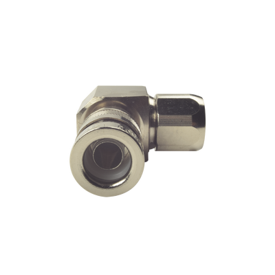 Conector N Macho de Compresion, Angulo Recto para LMR-400, CNT-400, Bronce-Blanco /Oro /Teflón.