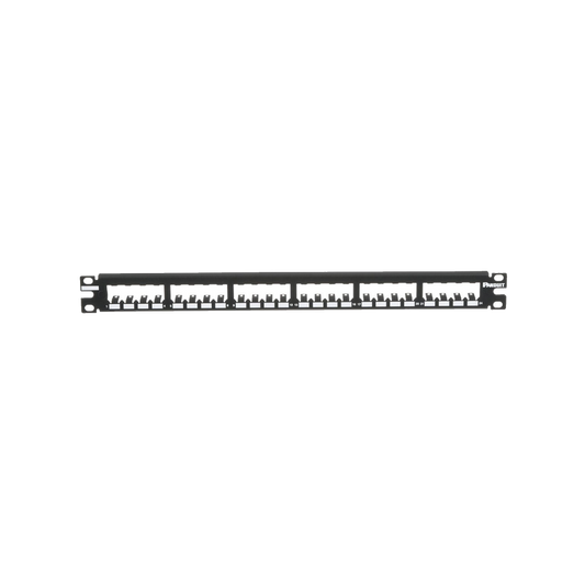 Panel de Parcheo Modular Mini-Com (Sin Conectores), Plano, Totalmente Blindado, de 24 puertos, 1UR