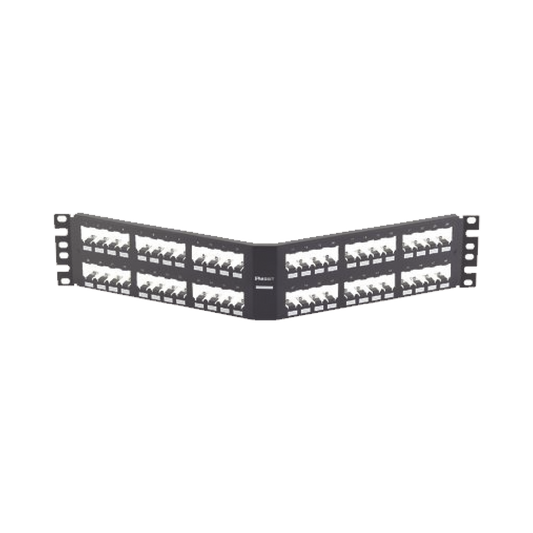 Panel de Parcheo Modular Mini-Com (Sin Conectores), Angulado, Totalmente Blindado, de 48 puertos, 2UR