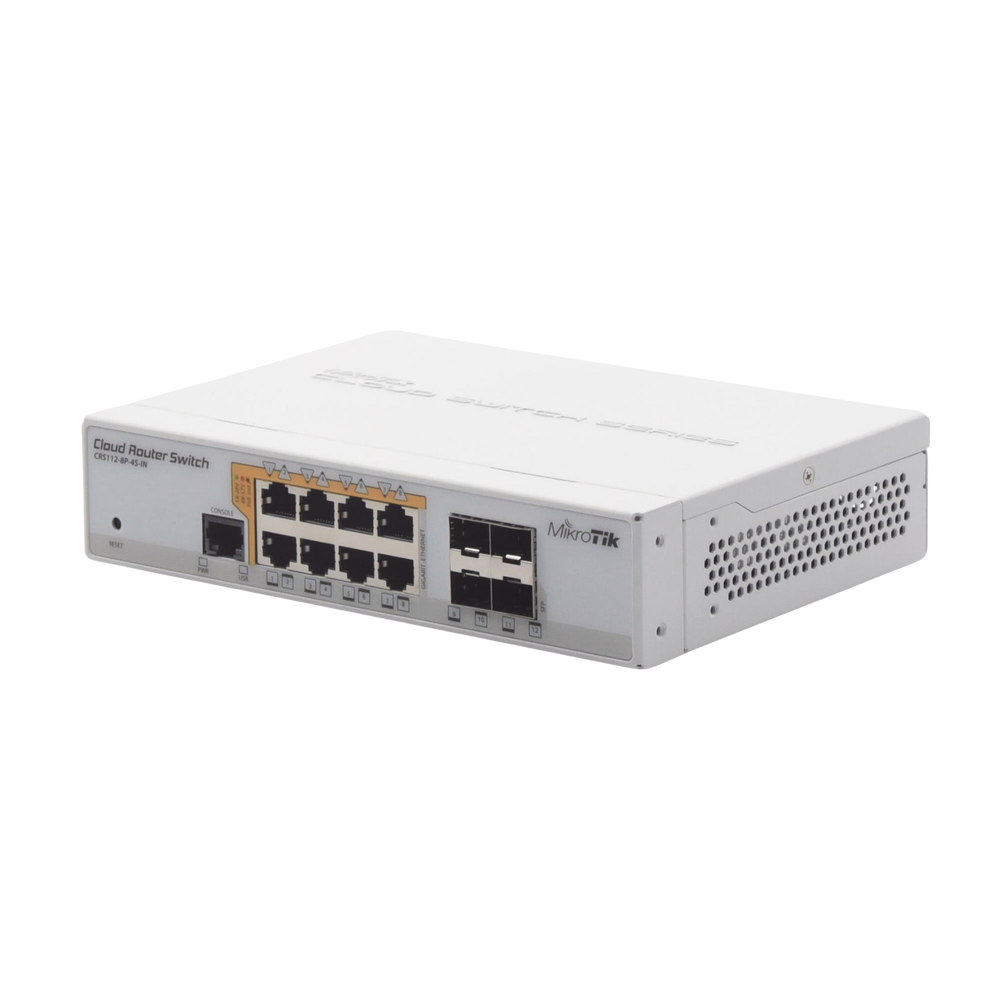 Cloud Router Managed Switch L3, 8 ports 10/100/1000 Mbps w/Passive PoE or 802.3af/at, 4 SFP Ports