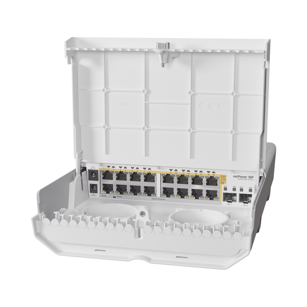 (netPower 16P) Switch administrable Sistema Operativo Dual, 16 puertos c/PoE, 2 puertos 10G SFP+ para Exterior