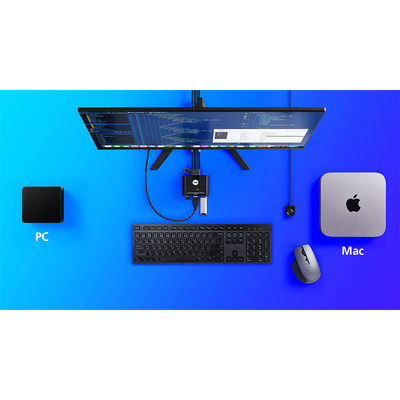 Switch KVM / USB FHD HDMI / de 2 Puertos en Formato Cable / 1920x1080 @ 60Hz (FHD) / HDCP 1.4 / Conecta y Controla 2 Equ