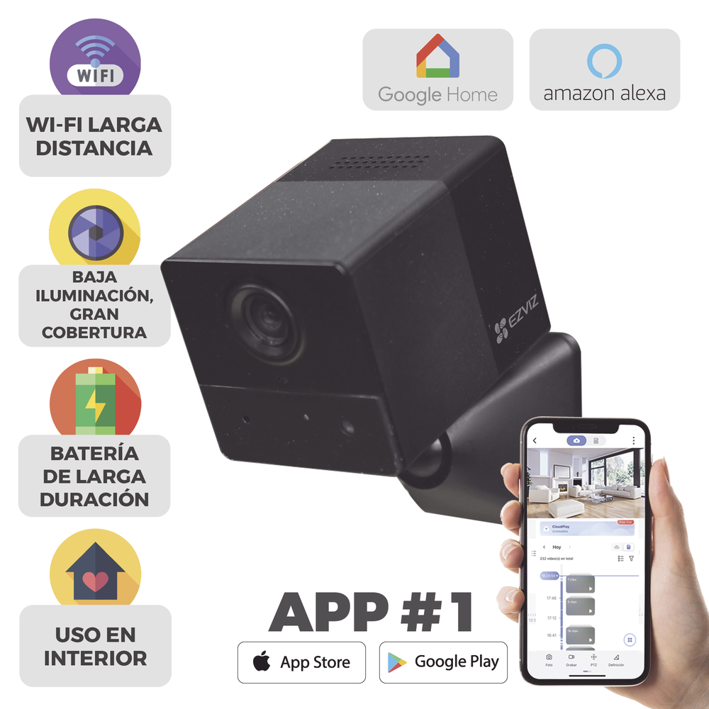 Mini Wireless IP Camera with Rechargeable Battery (Zero Cables) / 2 Megapixel 1080p / Indoor Use / Cloud Recording / Magnetic Base for Attaching to Metal Surfaces
