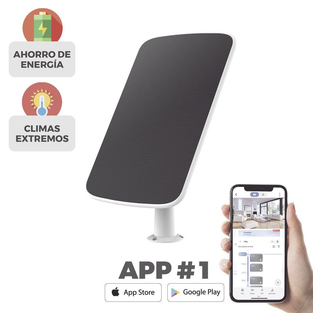 Panel Solar Para Recargar Cámara de Batería Mod. CSBC1C / Evite Desmontar la Cámara para Recargar su Batería.