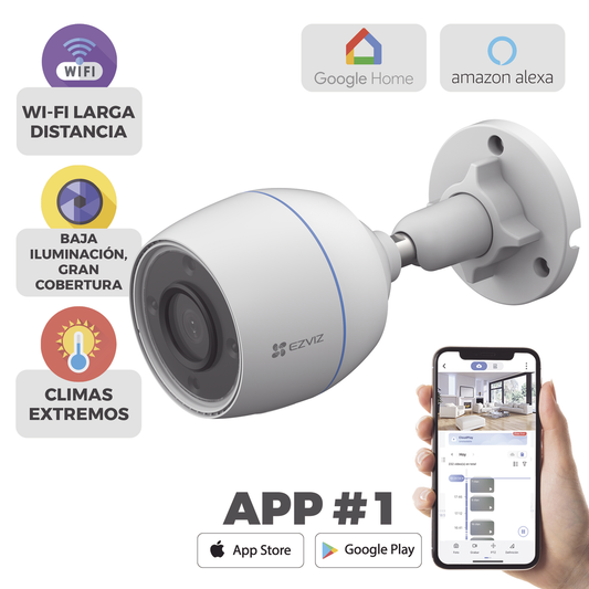 Bala WiFi / 3 Megapixel / Detección humana / Micrófono Integrado / Micro SD / Excelente Vision Nocturna B/N IR 30 Metros / Exterior