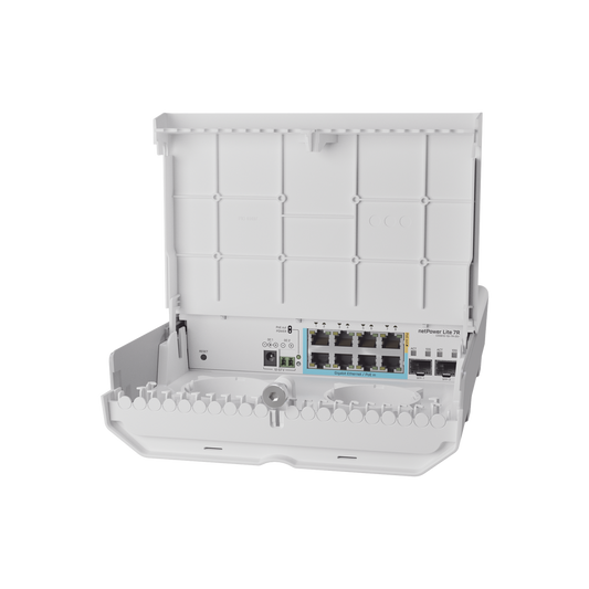 (CSS610-1Gi-7R-2S+OUT) netPower Lite 7R Switch Smart 7 puertos PoE Inverso Gigabit, 2 SFP+ 10G, para exterior 