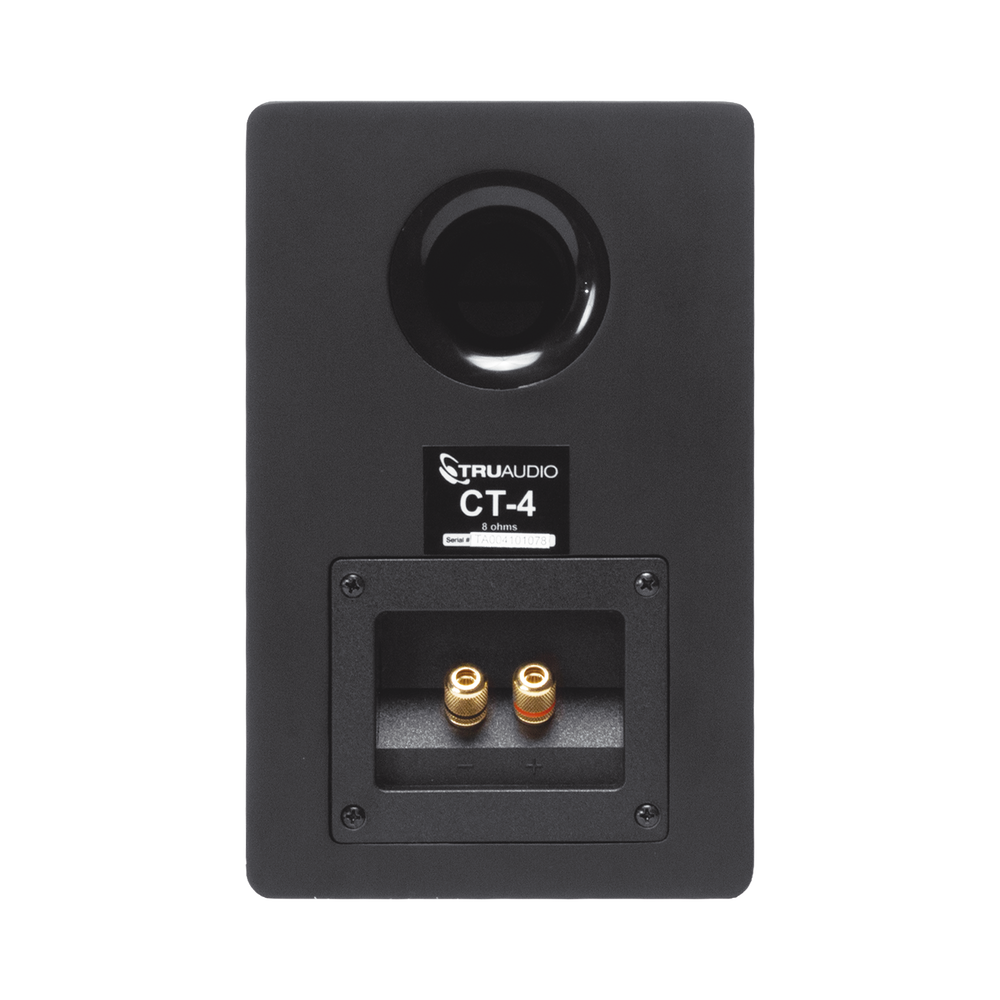 Bookshelf Speaker, 4in Fiberglass Woofer, 1in Aluminum Tweeter, Matte Black Finish, 5-40 Watts, 8 Ohms