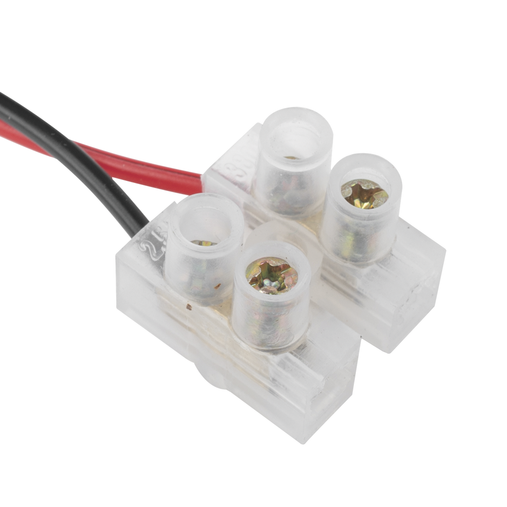 Power Cable with Male Connector to Screw-on Terminal Block / 18 AWG Gauge / 28.5 cm Length / Ideal for powering cameras.