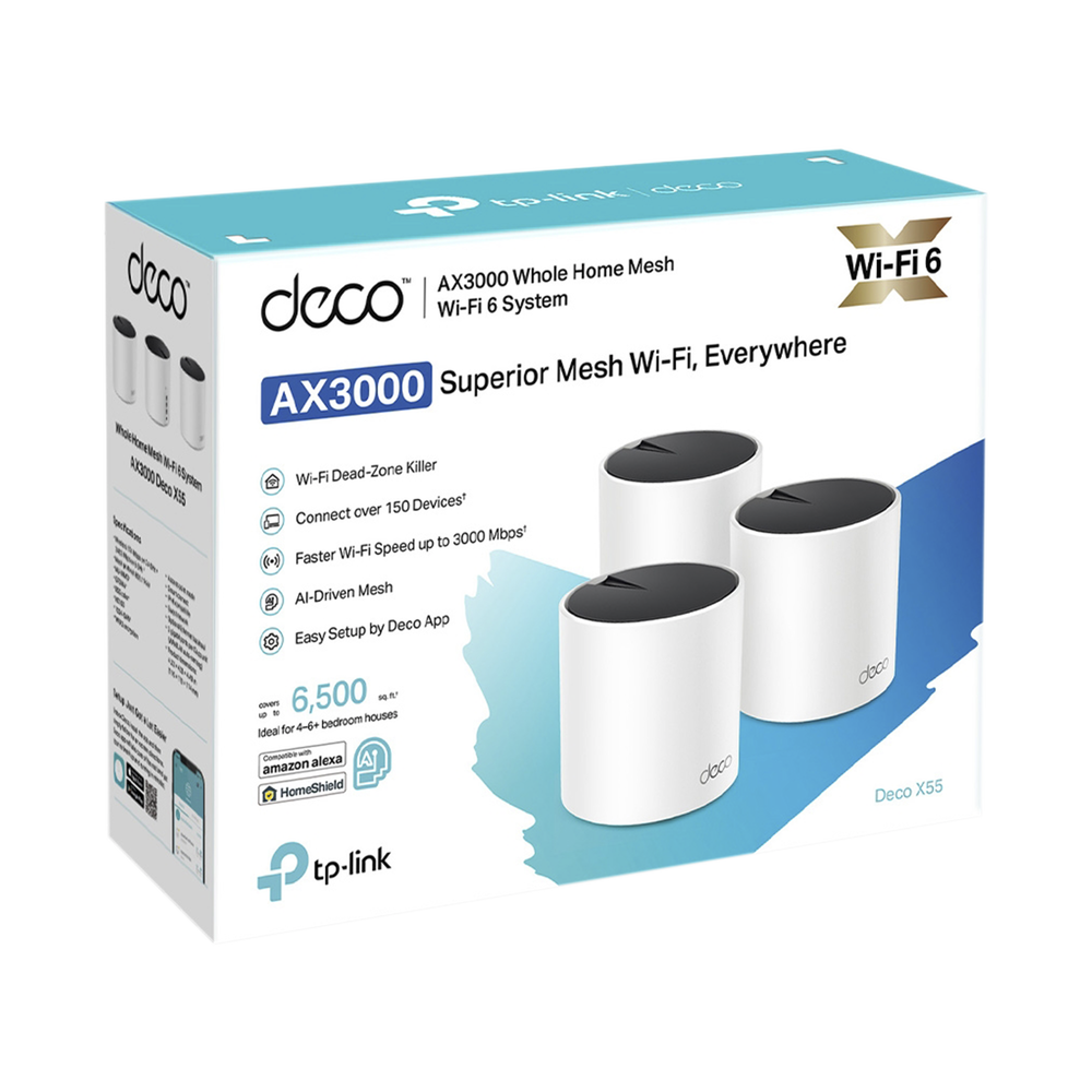 Deco X60 Mesh Home Wireless System Kit, Dual-Band Wi-Fi 6 (AX), Dual Gigabit Ports, 4 Internal Antennas, and Works with Amazon Alexa