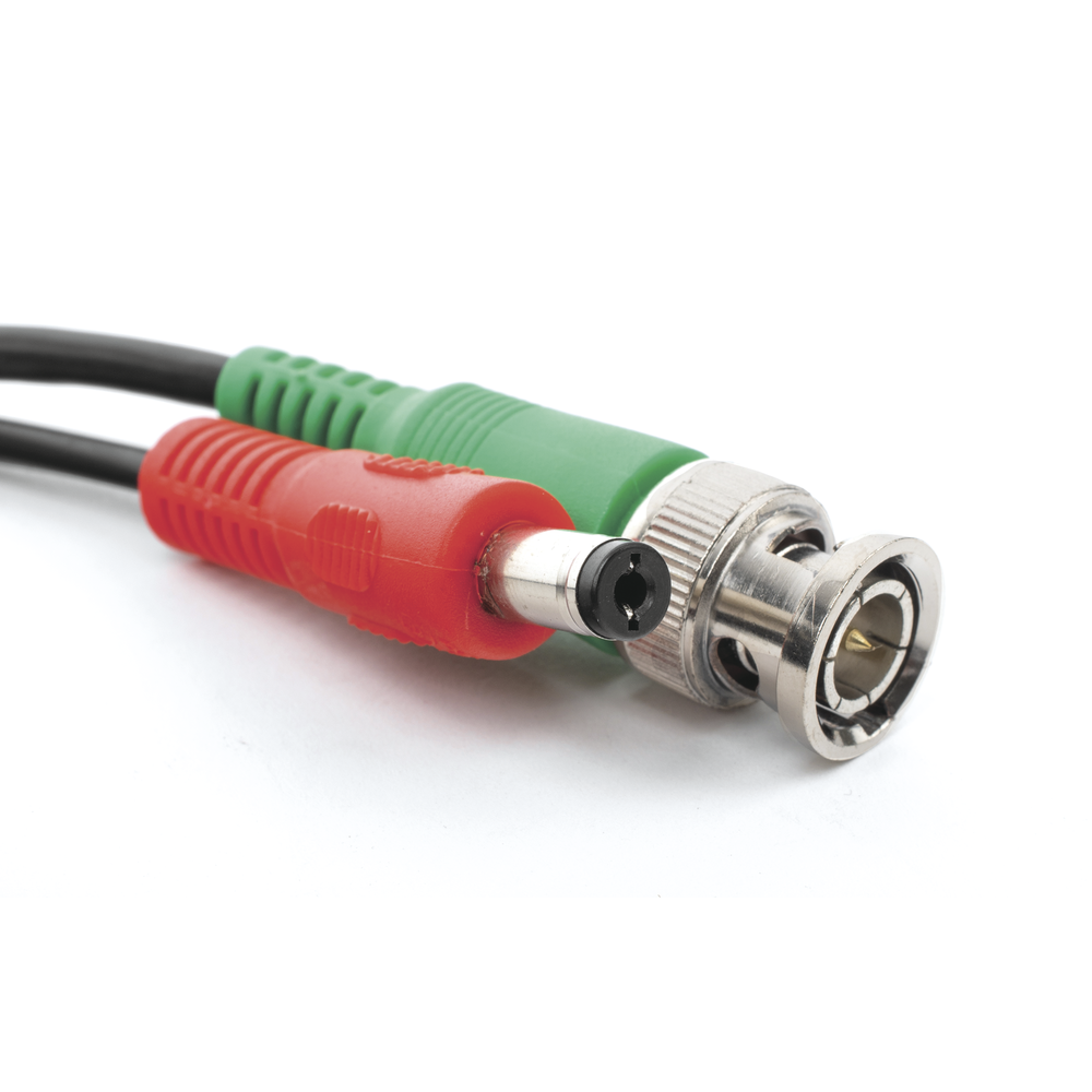 Armed Coaxial Cable with BNC Connector (Video) and Power / 10 m Length / Optimized for 4K Cameras / Indoor Use.