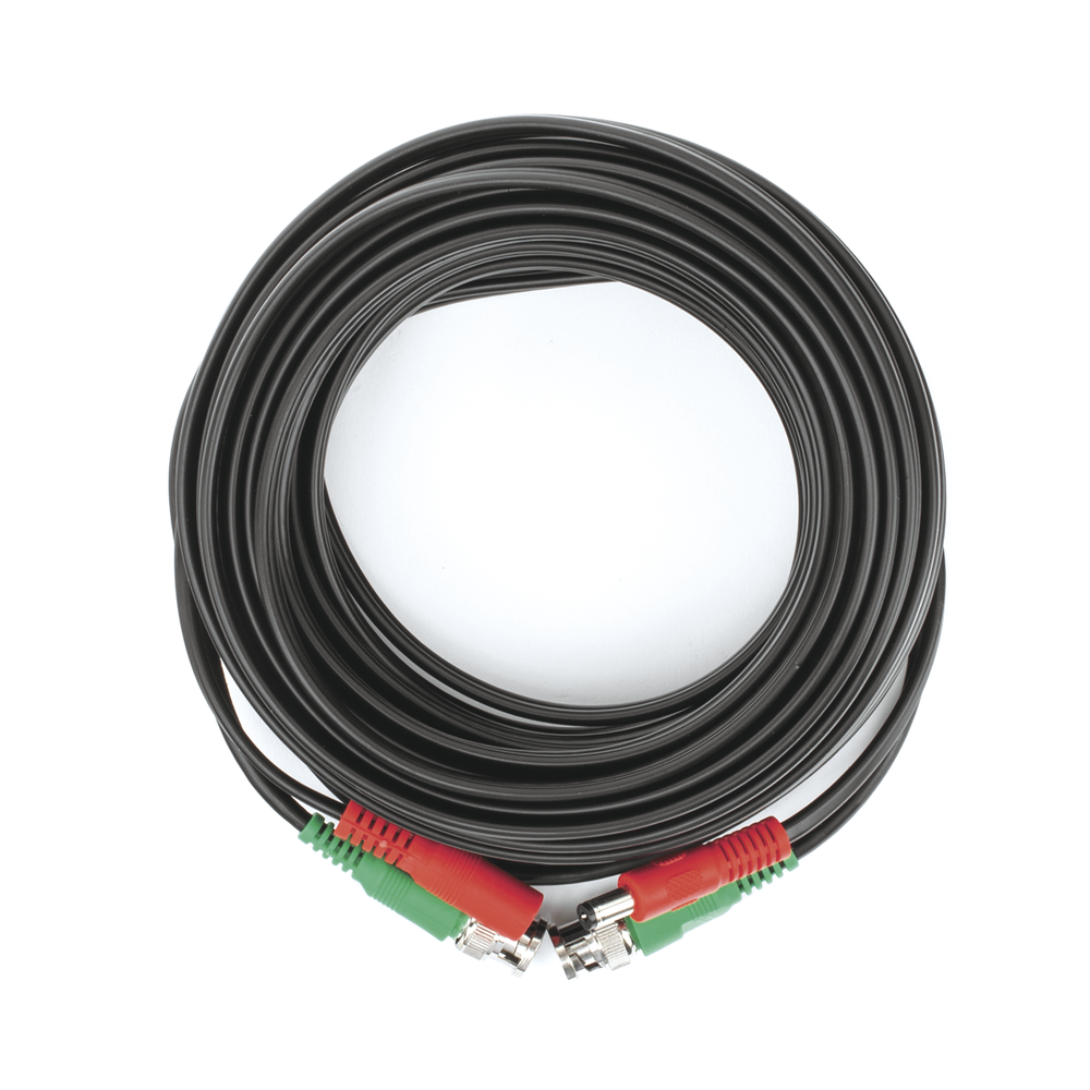 Armed Coaxial Cable with BNC Connector (Video) and Power / 10 m Length / Optimized for 4K Cameras / Indoor Use.