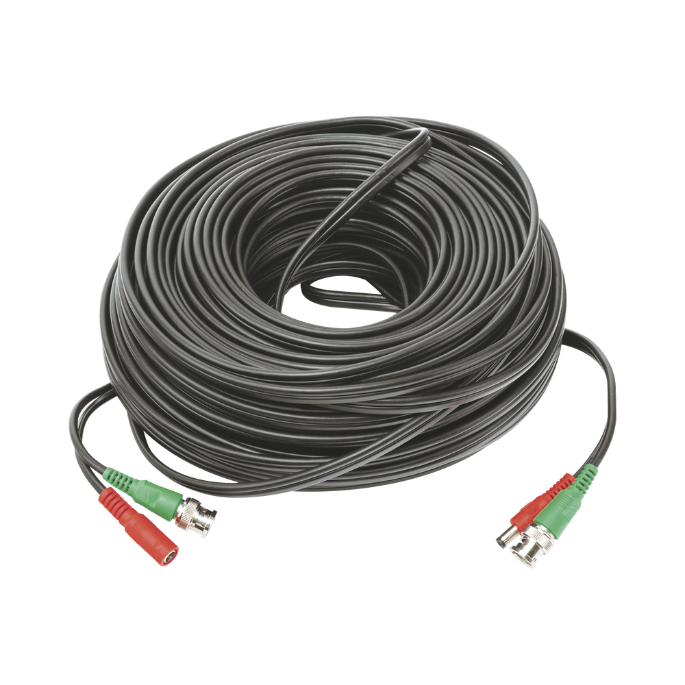 Cable Coaxial Armado de 50 Metros para Video y Energía / Optimizado para Cámaras 4K  / Conector BNC (Video) y PLUG de Alimentación (Siamés) / Uso interior / Cable de Video 100% Cobre de Alta Pureza.