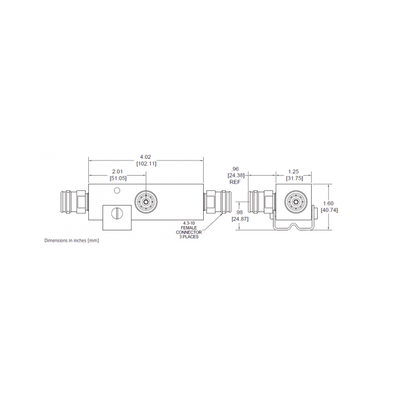 SEPARADOR 6dB (4:1) Tap 350-5930MHz 500W -161dBc 4.3-10 IP67 .