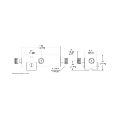 SEPARADOR 8dB (6:1) Tap 350-5930MHz 500W -161dBc TIPO N IP67 .