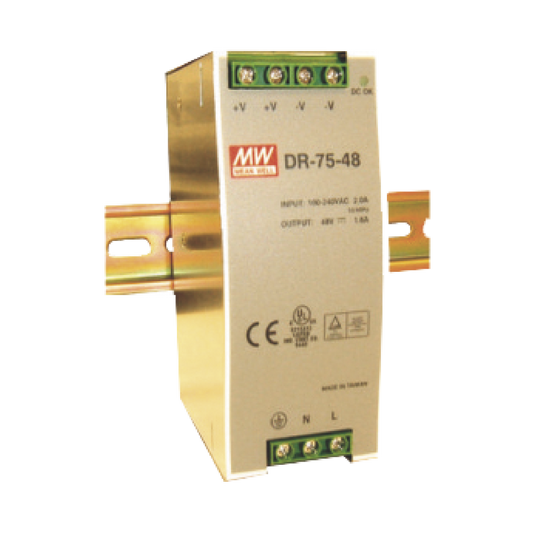 Fuente de poder 12Vcd, 75W, 6.3A, industrial conmutada montaje en din riel