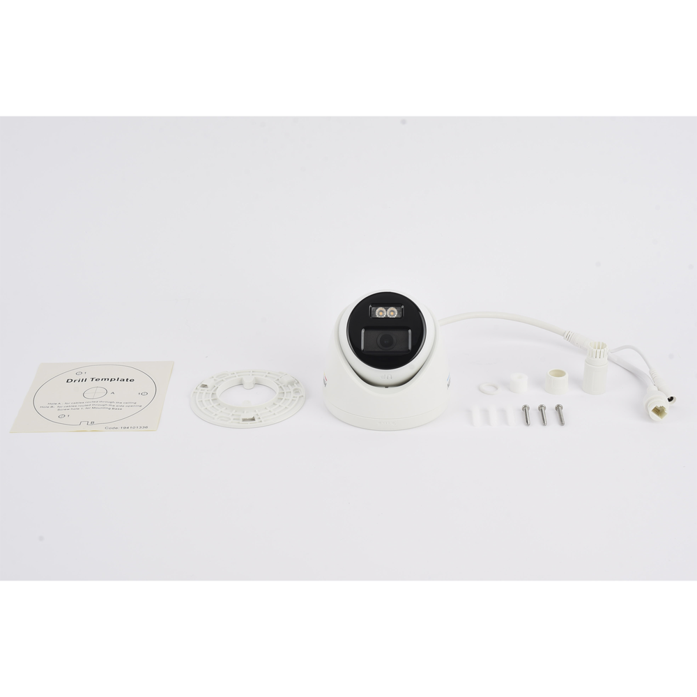 4 Megapixel IP Turret / 24/7 Color Image / PoE / 2.8 mm Lens / White Light 30 m / Outdoor IP67 / WDR 120 dB / H.265+ / Onvif