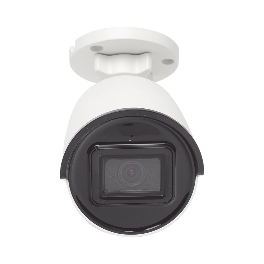 Bala IP 4 Megapixel / Lente 2.8 mm / 40 mts IR EXIR / Exterior IP67 / WDR 120 dB / PoE / Micrófono Integrado / Videoanaliticos (Filtro de Falsas Alarmas) / Ultra Baja Iluminación / Metal