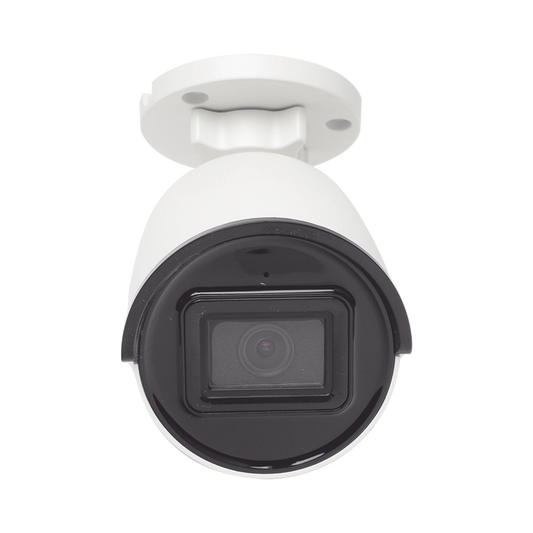 Bala IP 4 Megapixel / Lente 2.8 mm / 40 mts IR EXIR / Exterior IP67 / WDR 120 dB / PoE / Micrófono Integrado / Videoanaliticos (Filtro de Falsas Alarmas) / Ultra Baja Iluminación / Metal
