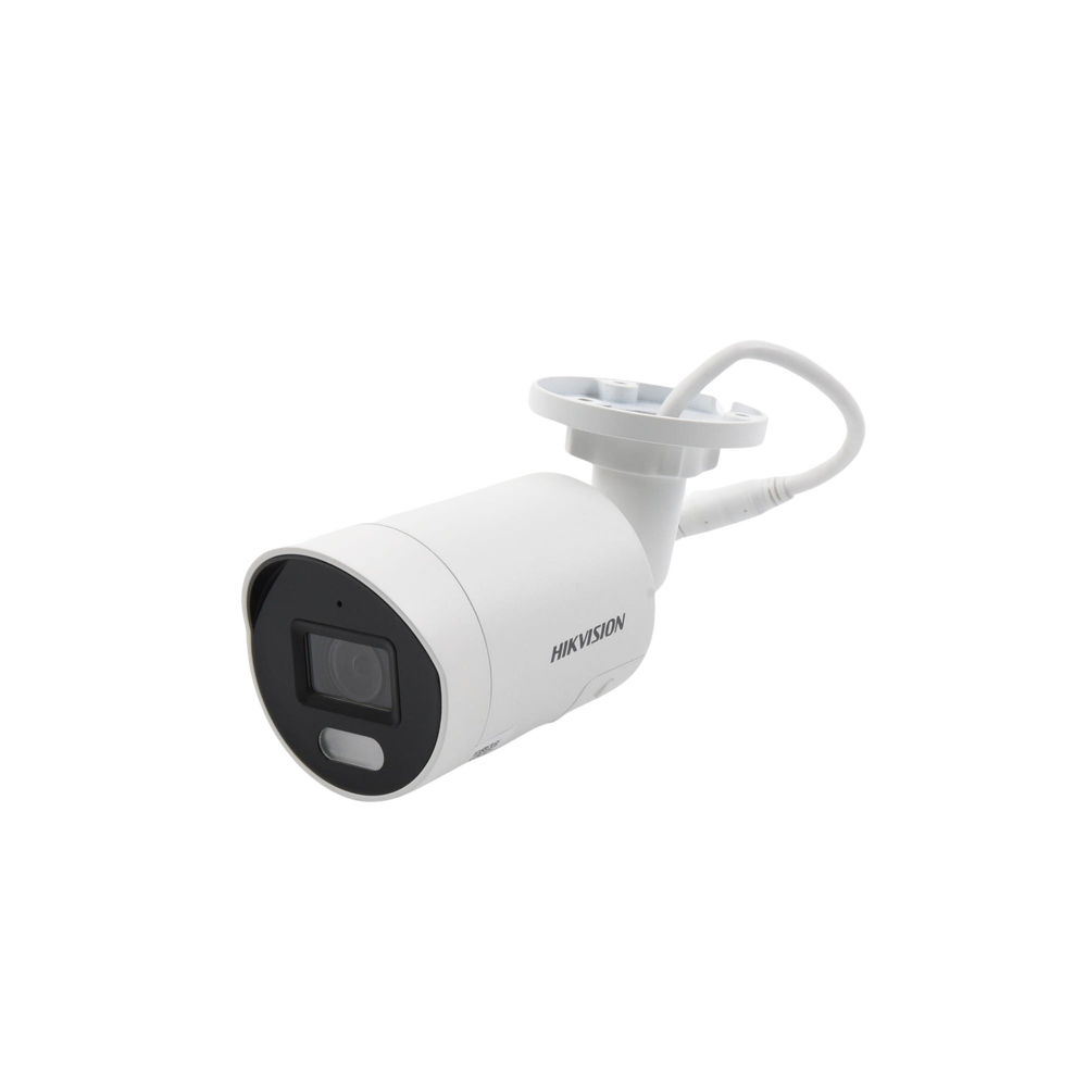 Bala IP 4 Megapixel / Imagen a Color 24/7 / PoE / Lente 2.8 mm / Luz Blanca 40 mts / Exterior IP67 / Luz Intermitente y Alerta de Audio / Videoanaliticos (Filtro de Falsas Alarmas) / WDR 130 dB / MicroSD