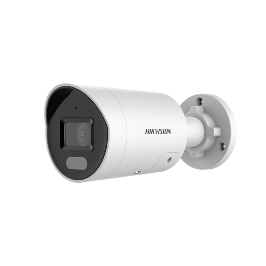 Bala IP 4 Megapixel / Imagen a Color 24/7 / PoE / Lente 2.8 mm / Luz Blanca 40 mts / Exterior IP67 / Luz Intermitente y Alerta de Audio / Videoanaliticos (Filtro de Falsas Alarmas) / WDR 130 dB / MicroSD