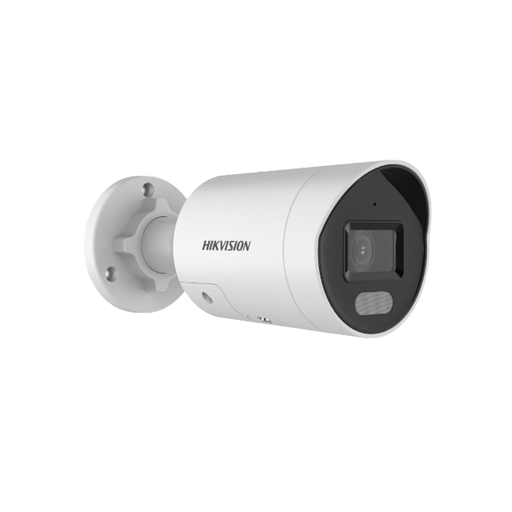 Bala IP 4 Megapixel / Imagen a Color 24/7 / PoE / Lente 4 mm / Luz Blanca 40 mts / Exterior IP67 / Luz Intermitente y Alerta de Audio / Videoanaliticos (Filtro de Falsas Alarmas) / WDR 130 dB/ MicroSD