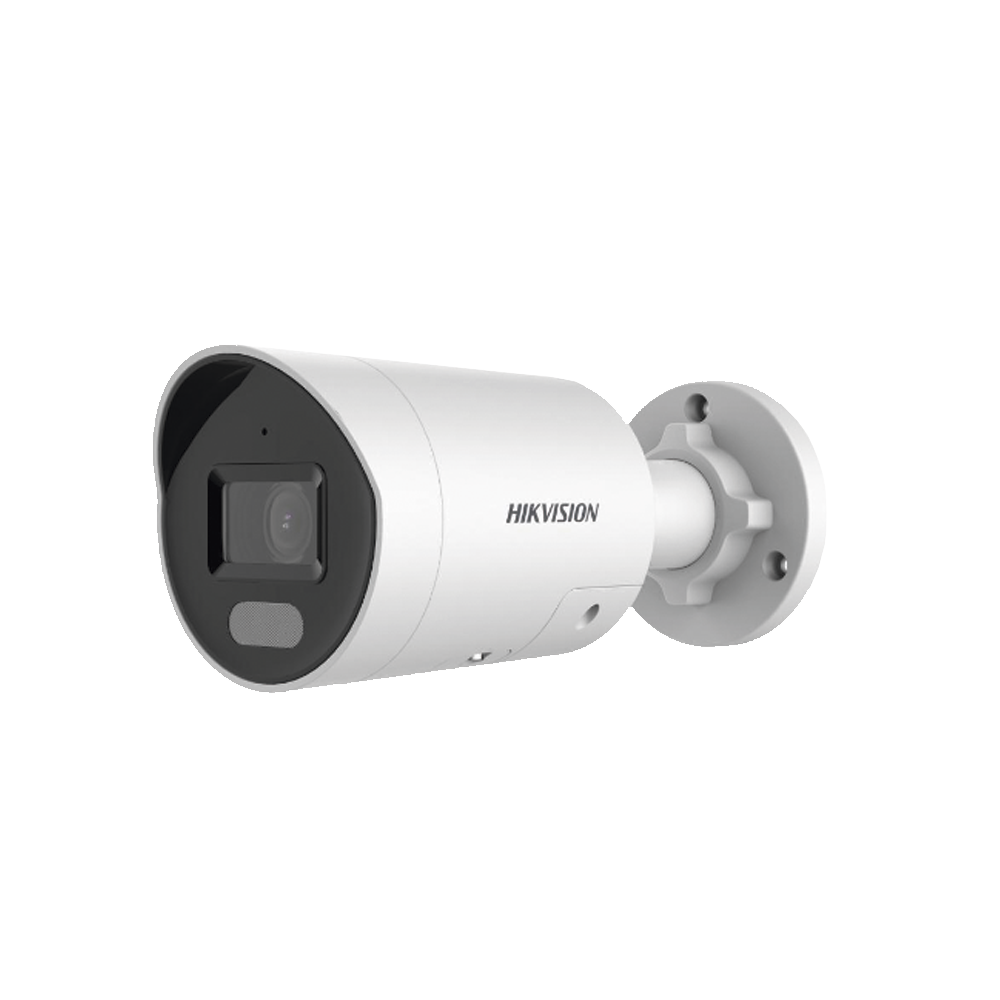 Bala IP 4 Megapixel / Imagen a Color 24/7 / PoE / Lente 4 mm / Luz Blanca 40 mts / Exterior IP67 / Luz Intermitente y Alerta de Audio / Videoanaliticos (Filtro de Falsas Alarmas) / WDR 130 dB/ MicroSD