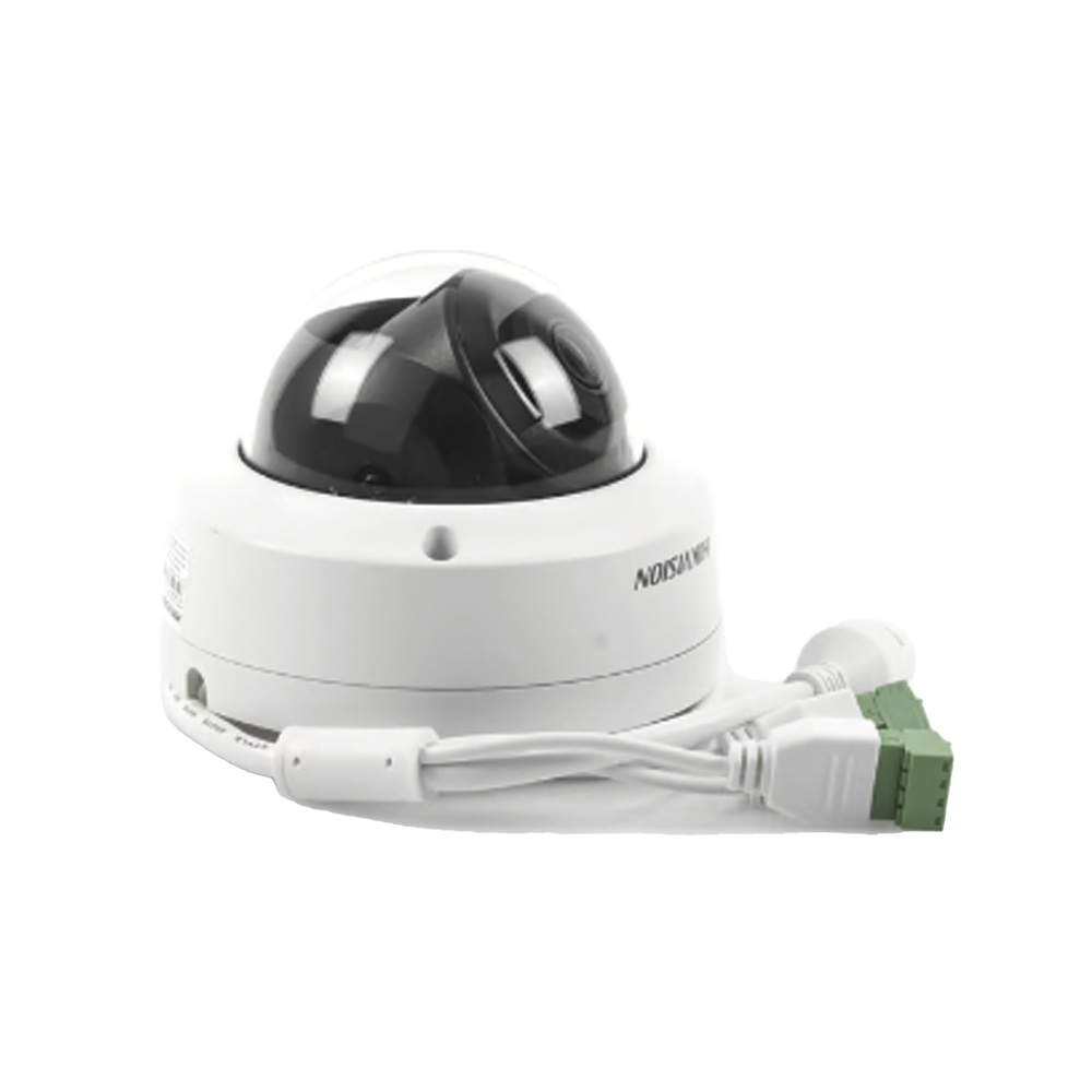 Domo IP 4 Megapixel / Lente 2.8 mm / 30 mts IR EXIR / Exterior IP67 / IK10 /  WDR 120 dB / PoE / Videoanaliticos (Filtro de Falsas Alarmas) / Ultra Baja Iluminación / Entrada y Salida de Audio y Alarma