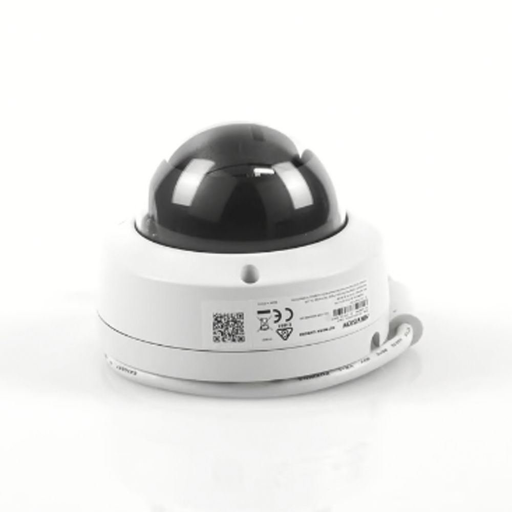 Domo IP 4 Megapixel / Lente 2.8 mm / 30 mts IR EXIR / Exterior IP67 / IK10 /  WDR 120 dB / PoE / Videoanaliticos (Filtro de Falsas Alarmas) / Ultra Baja Iluminación / Entrada y Salida de Audio y Alarma