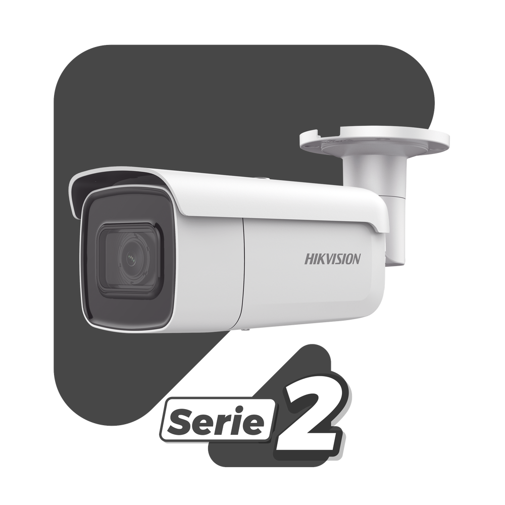 Bala IP 8 Megapixel (4K)/ Lente Mot. 2.8 a 12 mm / 60 mts IR EXIR /Exterior IP67 / IK10 /  WDR 120 dB / PoE / Videoanaliticos (Filtro de Falsas Alarmas) / Ultra Baja Iluminación / Entrada y Salida de Audio y Alarmas
