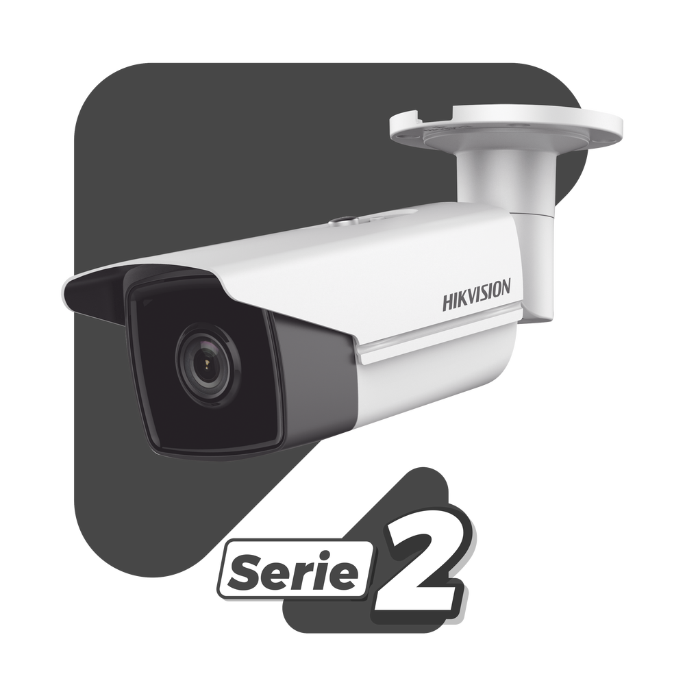 Bala IP 4 Megapixel / Lente 4 mm / 80 mts IR EXIR / Exterior IP67 / WDR 120 dB / PoE / Videoanaliticos (Filtro de Falsas Alarmas) / Ultra Baja Iluminación / Onvif