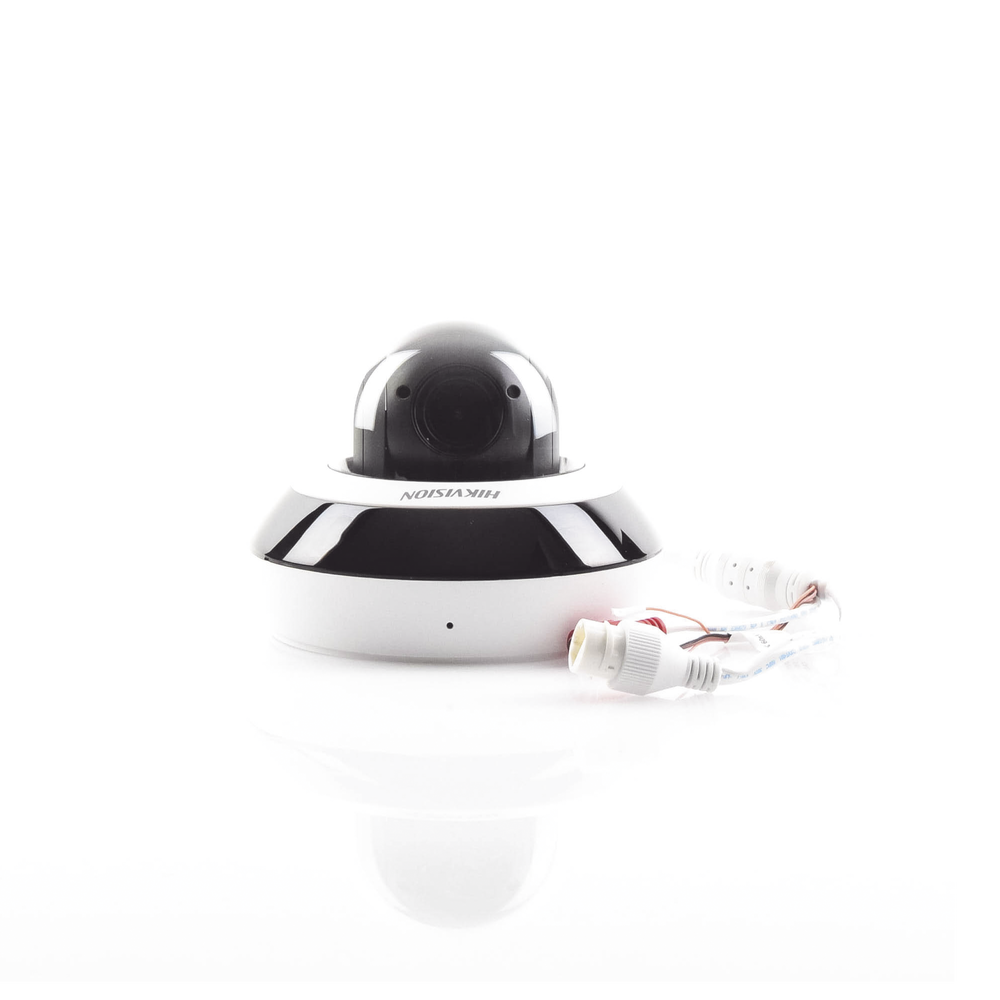 Mini PTZ IP Dome 4 Megapixel / 4X Zoom / H.265+ / 20 meters IR EXIR / WDR / PoE / IK10 / Outdoor IP66 / DarkFighter / Integrated Microphone