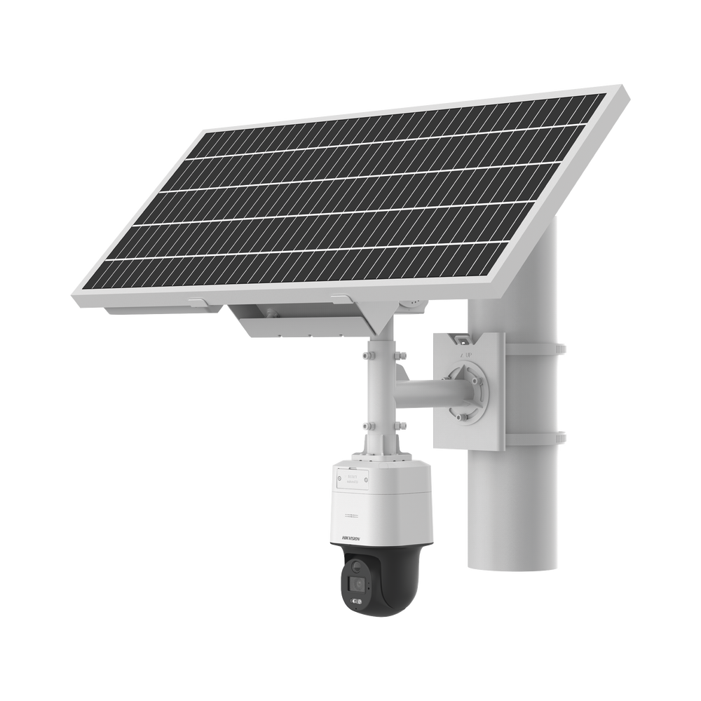 Kit Solar IP All in One / Mini PTZ ColorVu 4 Megapixel / Lente 4mm / Panel Solar / Batería de Respaldo de Litio 8.4 Ah / Conexión 4G / Accesorios de Instalación
