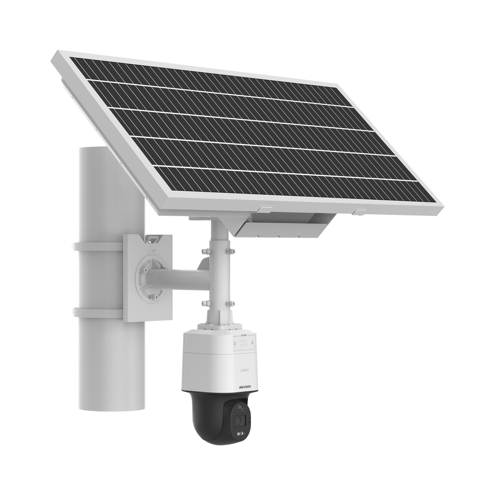 Kit Solar IP All in One / Mini PTZ ColorVu 4 Megapixel / Lente 4mm / Panel Solar / Batería de Respaldo de Litio 8.4 Ah / Conexión 4G / Accesorios de Instalación
