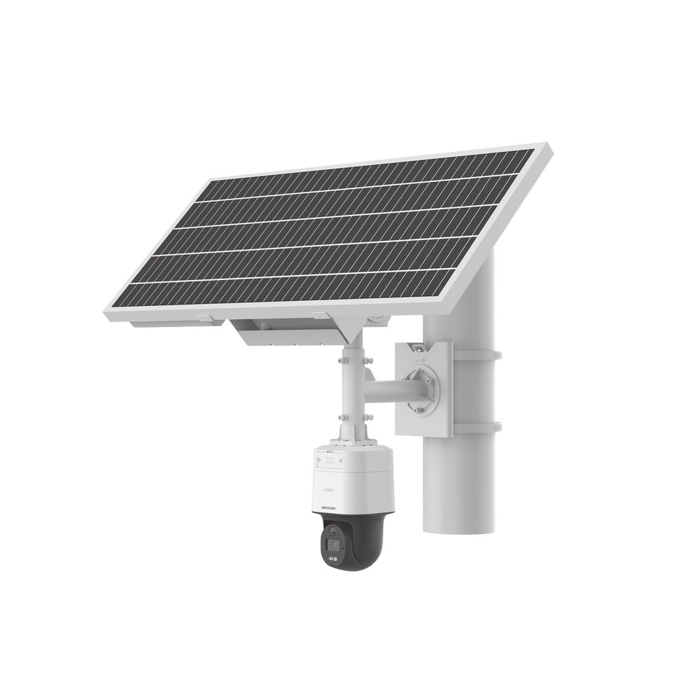 Kit Solar IP All in One / Mini PTZ ColorVu 4 Megapixel / Lente 4mm / Panel Solar / Batería de Respaldo de Litio 8.4 Ah / Conexión 4G / Accesorios de Instalación