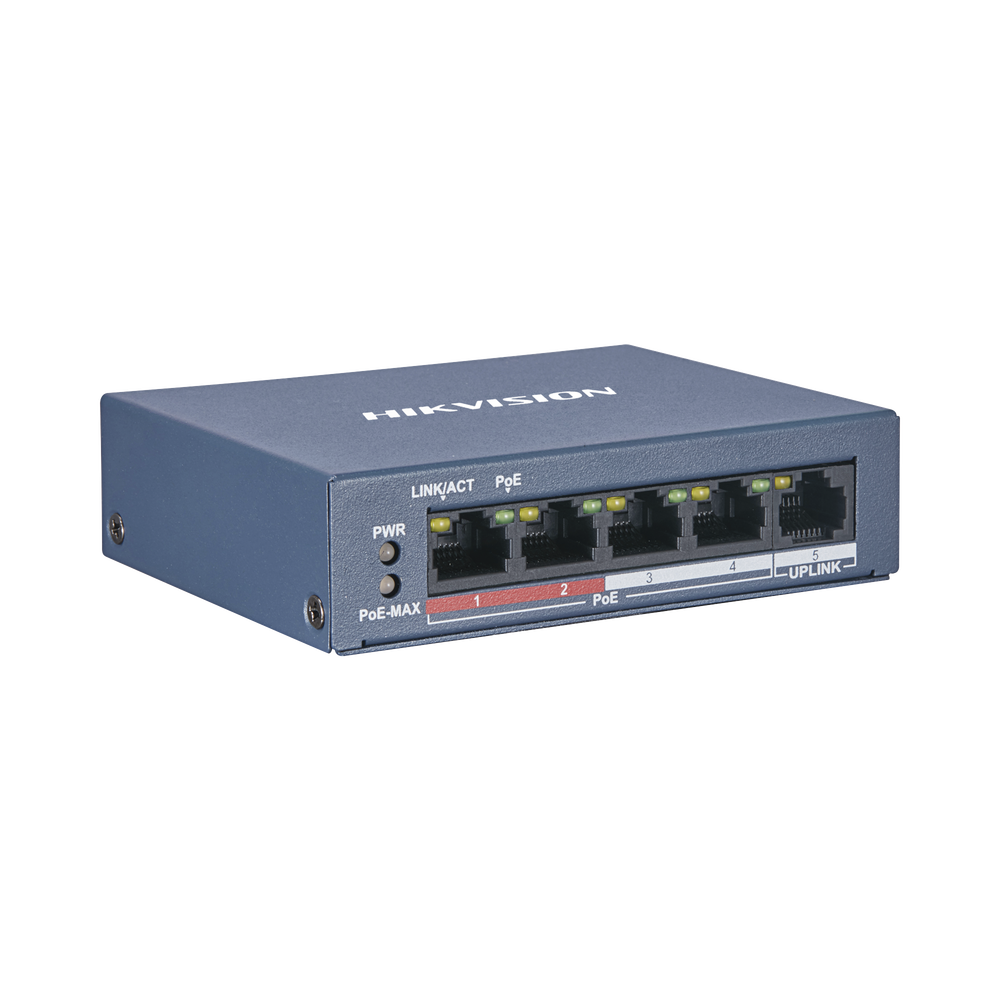Switch PoE+ / No Administrable / 4 Puertos 10/100 Mbps PoE+ (hasta 250 m) + 1 Puerto 10/100 Mbps Uplink /  35W