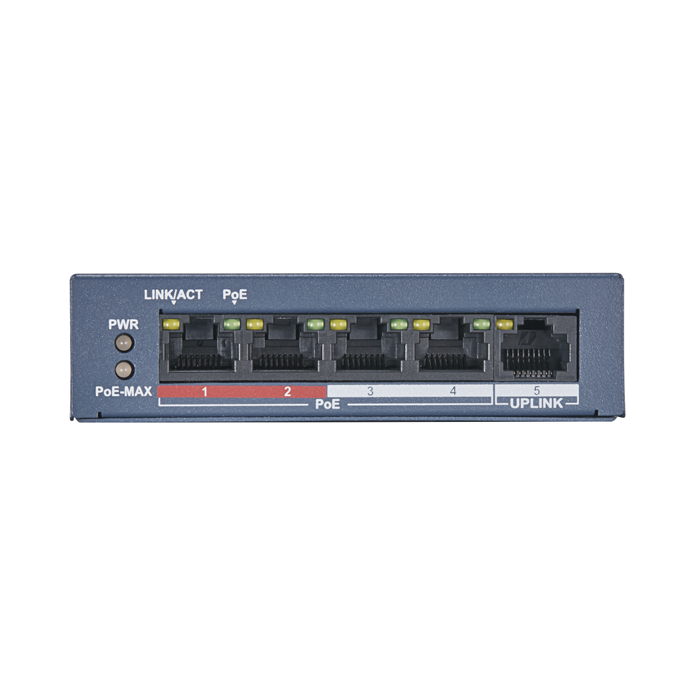 Switch PoE+ / No Administrable / 4 Puertos 10/100 Mbps PoE+ (hasta 250 m) + 1 Puerto 10/100 Mbps Uplink /  35W