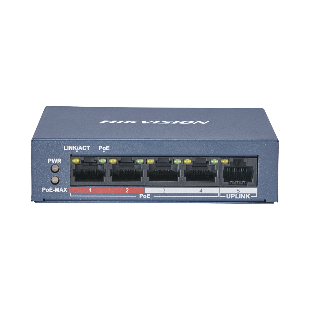 Switch PoE+ / No Administrable / 4 Puertos 10/100 Mbps PoE+ (hasta 250 m) + 1 Puerto 10/100 Mbps Uplink /  35W