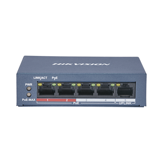 Switch PoE+ / No Administrable / 4 Puertos 10/100 Mbps PoE+ (hasta 250 m) + 1 Puerto 10/100 Mbps Uplink /  35W