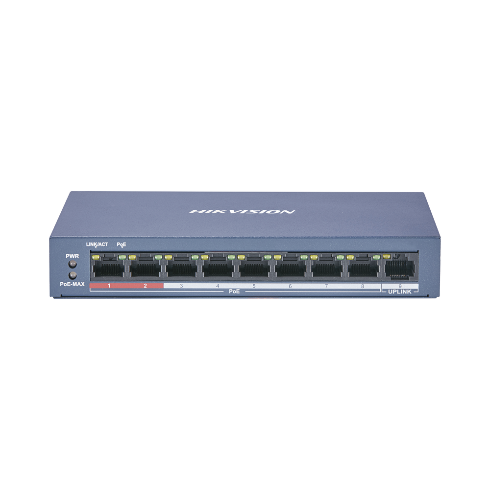 Switch PoE+ / No Administrable / 8 Puertos 10/100 Mbps PoE+ / 1 Puerto 100 Mbps Uplink / PoE hasta 250 metros / 60 W